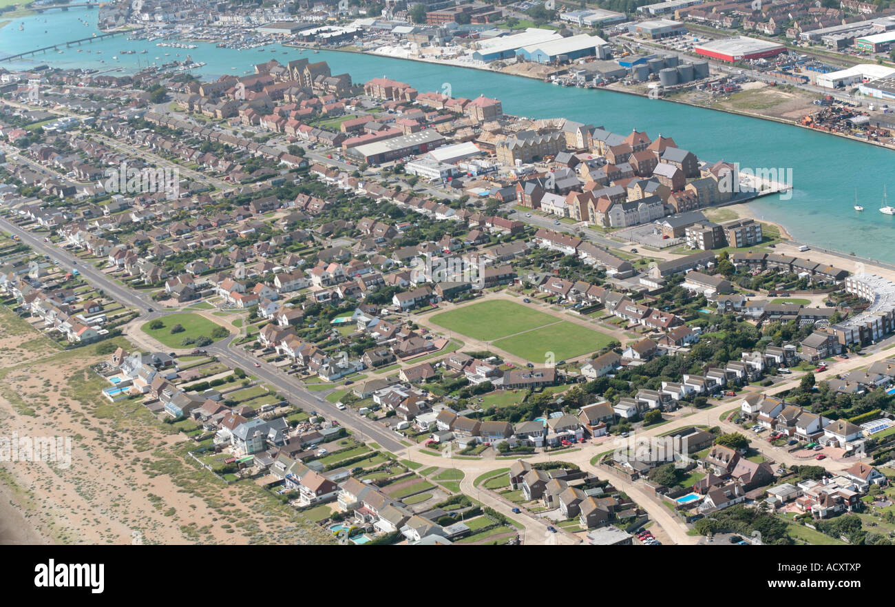 Aerial view of Shoreham Harbour, Shoreham by Sea, West Sussex, UK Stock