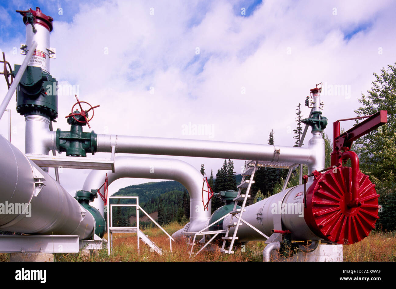 A Natural Gas Pipeline in Northern British Columbia Canada Stock Photo