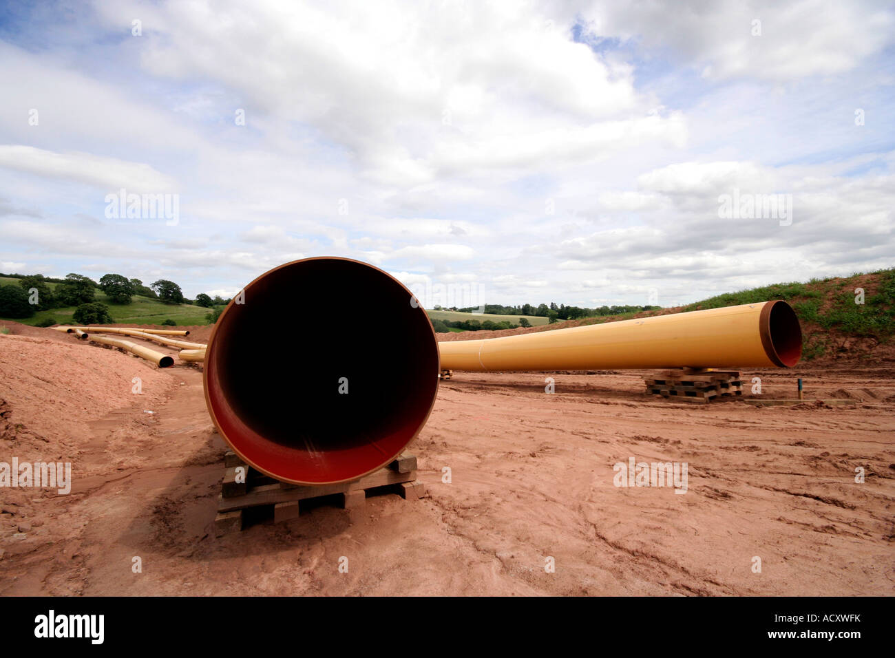 new gas pipeline being laid between Brecon Wales and Tirley Gloucestershire UK taken near Ross on wye Stock Photo