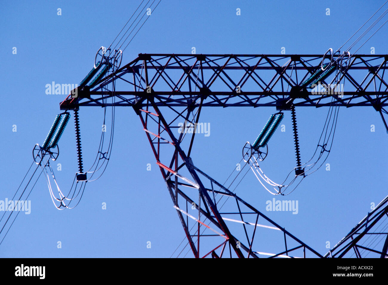 Hydro Electric Power Lines crossing British Columbia Canada Stock Photo