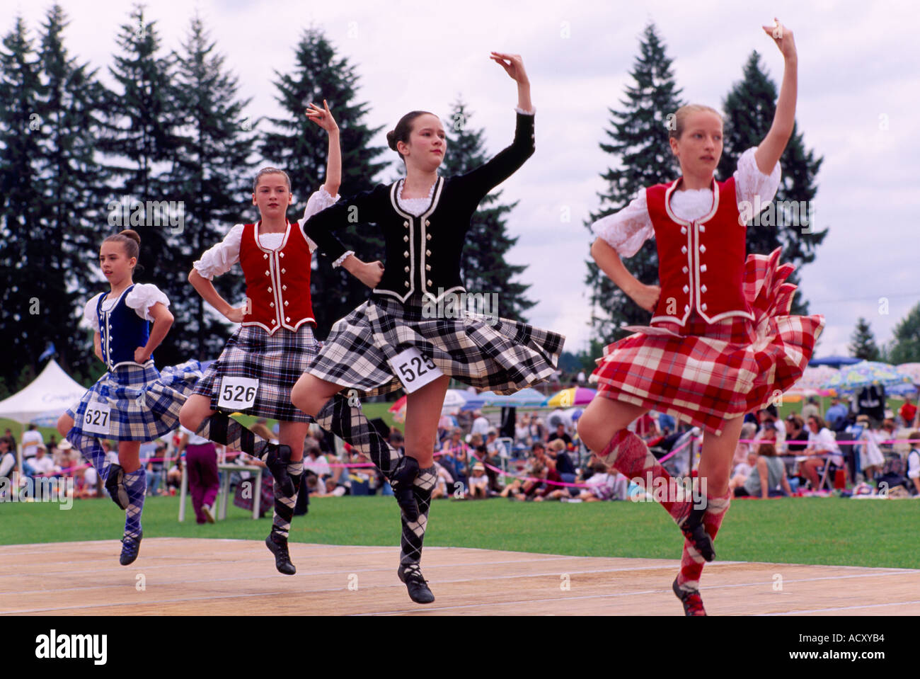 Highland Dancers competing at the Scottish Highland Games in Stock Photo -  Alamy