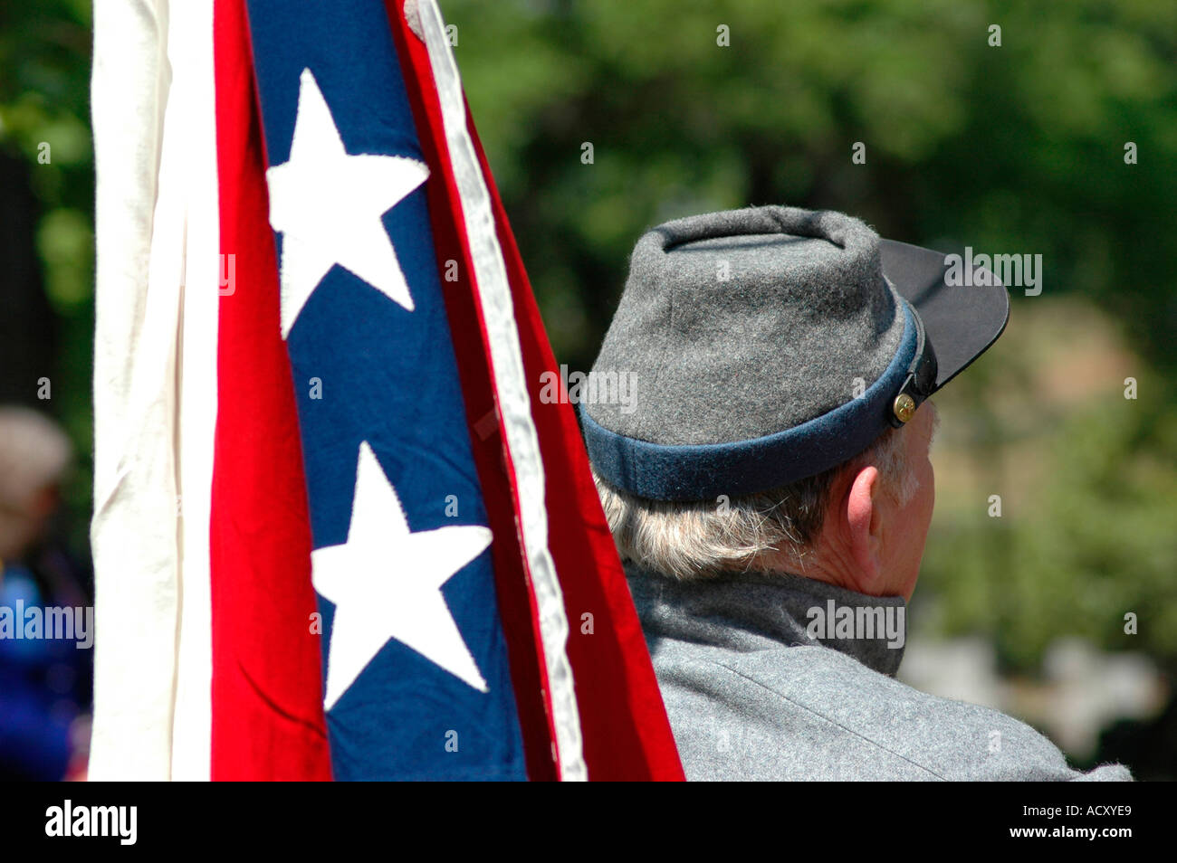 Flags from the US Civil War the Confederacy during Southern South Confederate Memorial Day Parade Atlanta Georgia America USA conflicts families Stock Photo