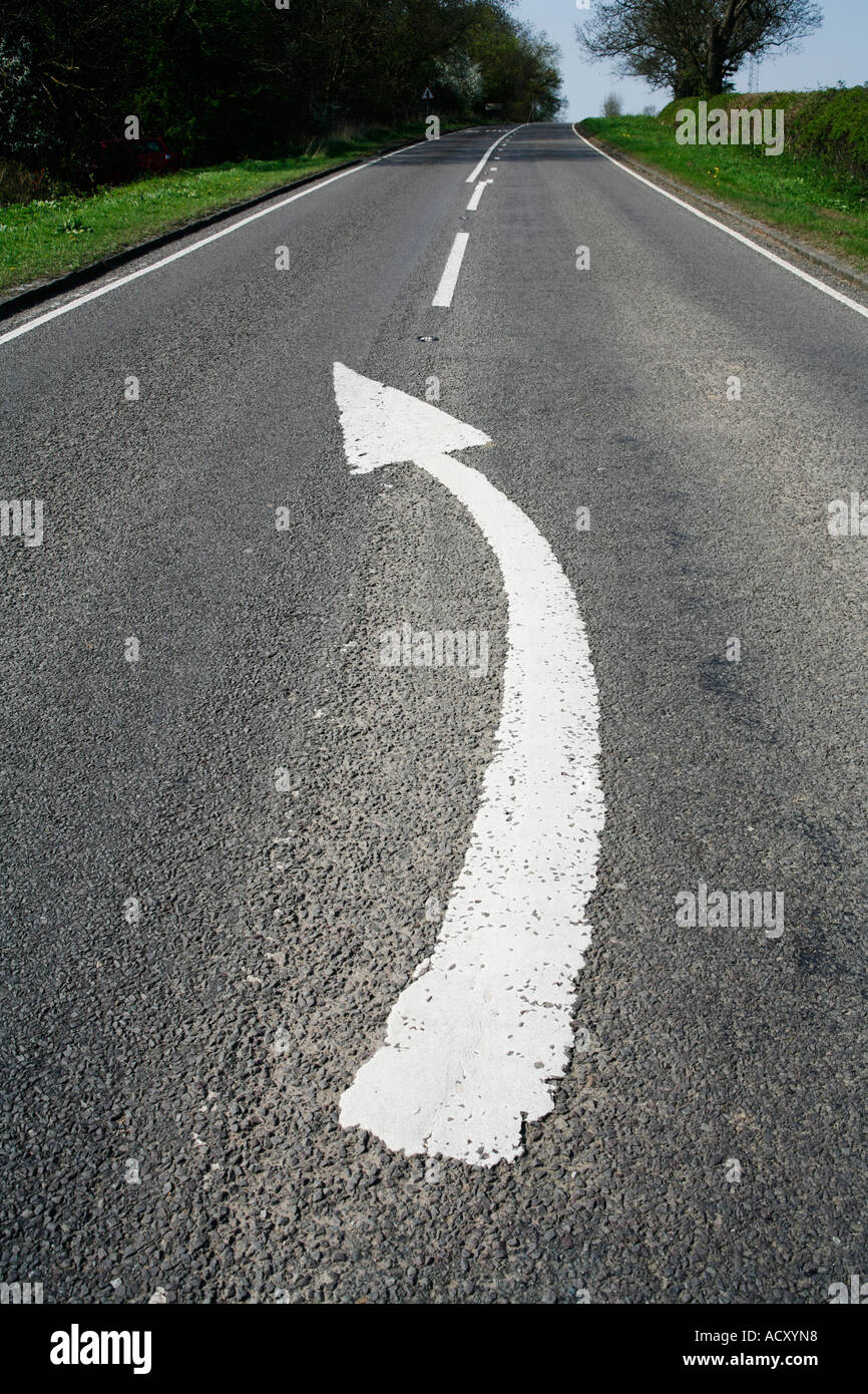 Arrow shaped Road Markings on Highway Stock Photo - Alamy