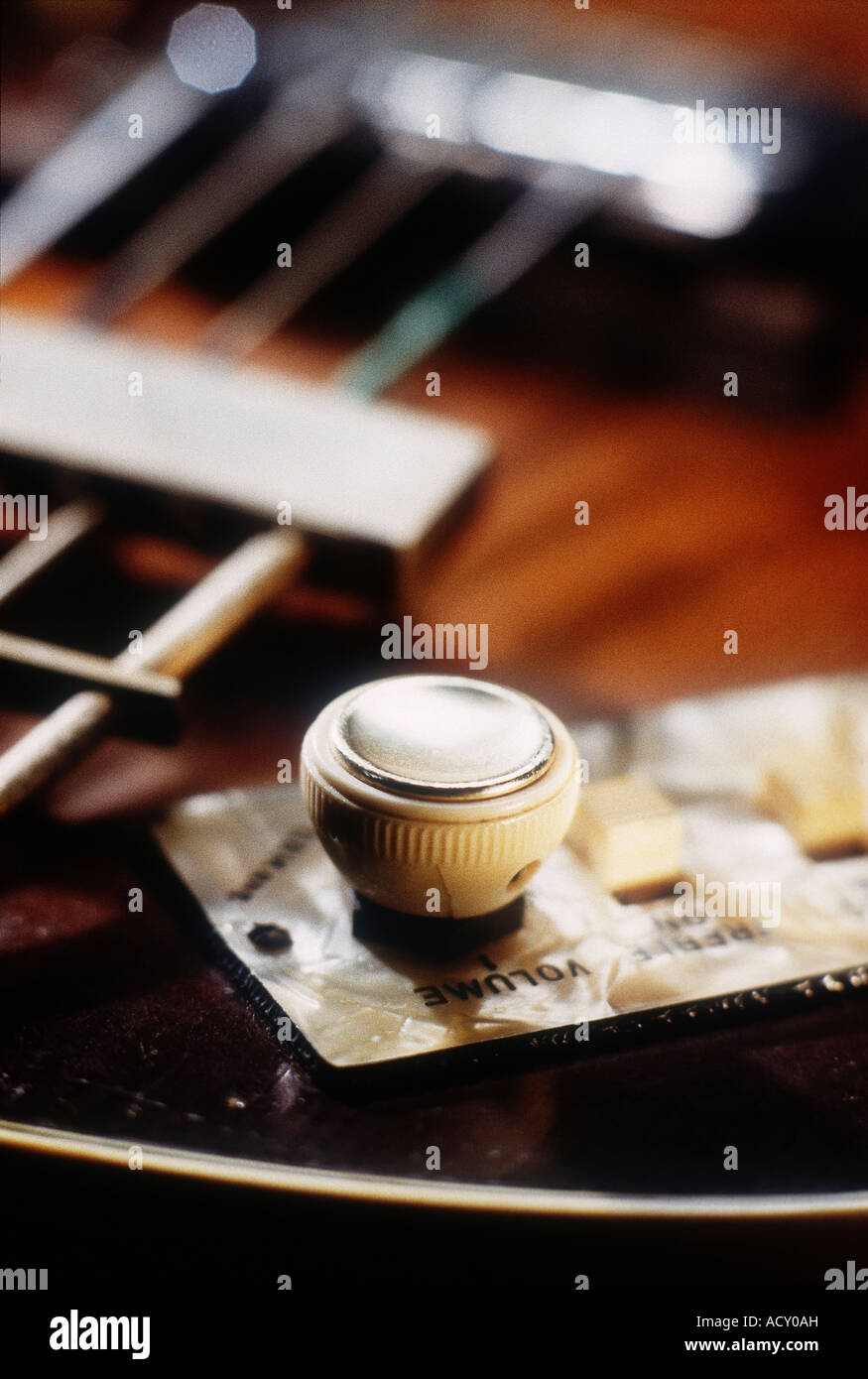 String Control Board Closeup on strings and control panel of an electric guitar Stock Photo ...