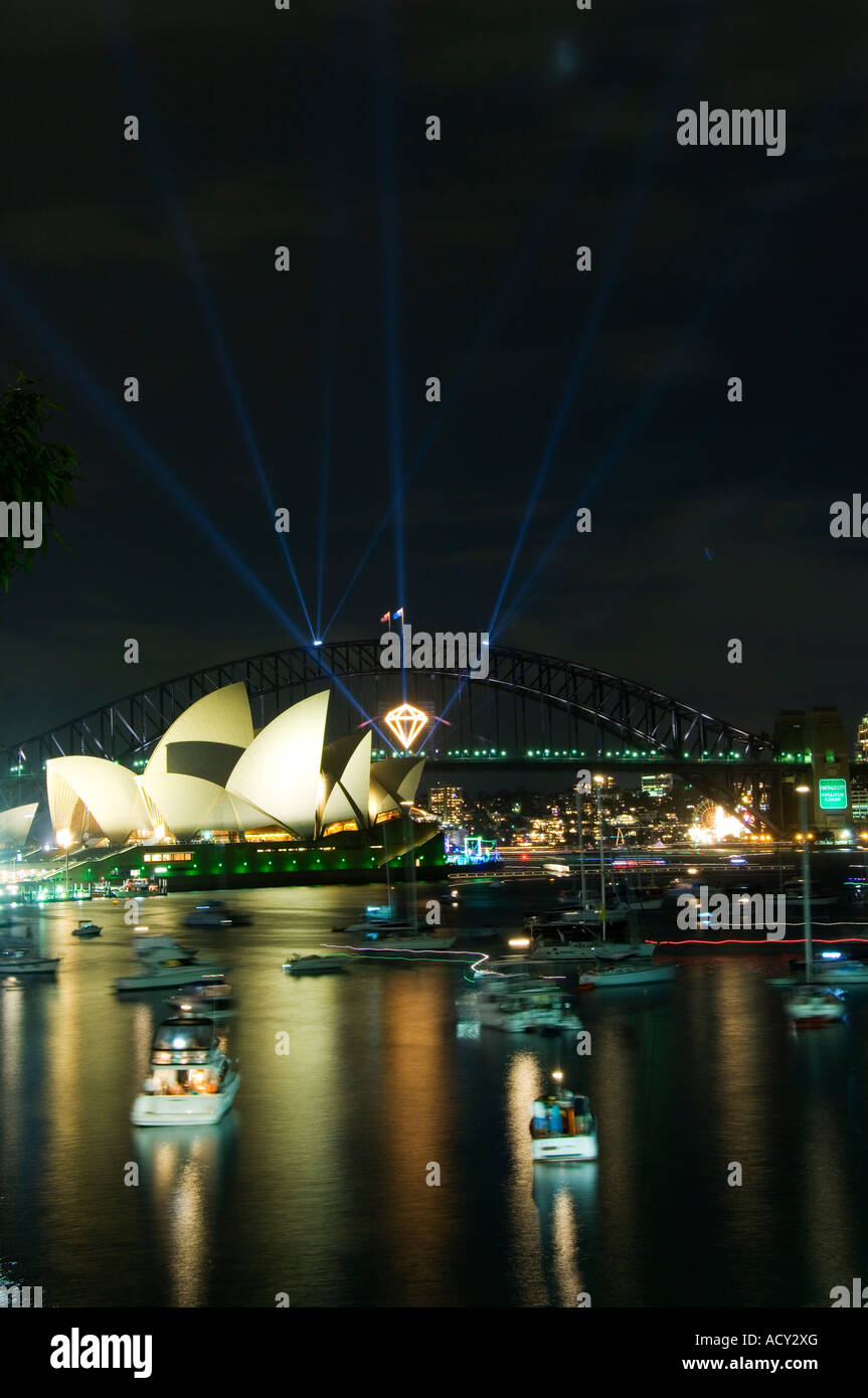 Australia New South Wales Sydney Opera House and Coathanger Bridge with