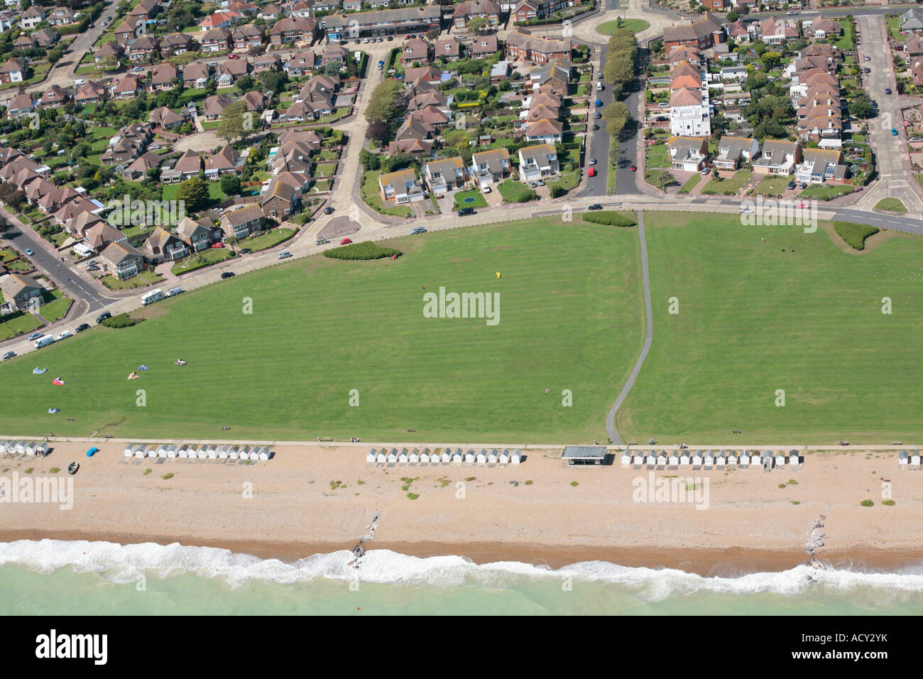 Aerial view of the greensward at Alinora Crescent, Goring by Sea, West