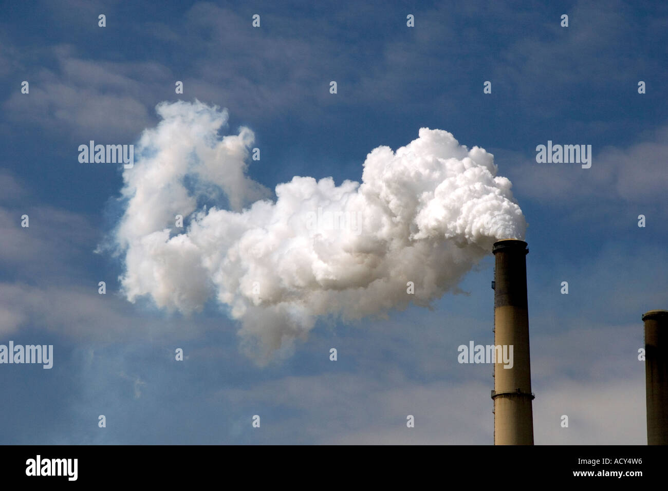 The Conesville coal fired power plant with belching smoke near Coshocton, Ohio. Stock Photo