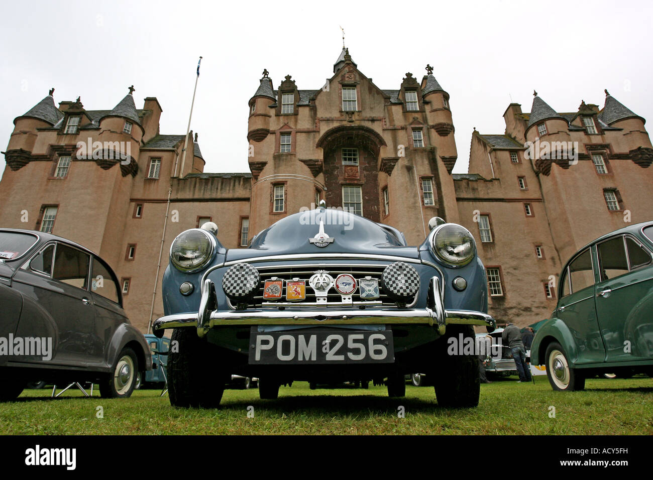 Old Morris Minor at vintage car show, Fyvie Castle, Aberdeenshire Stock