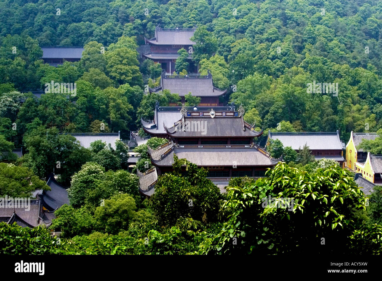 View of Lingyin Temple Buildings Hangzhou China Stock Photo