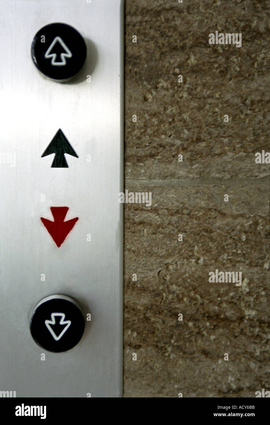 close up of elevator control panel with up and down arrows Stock Photo ...