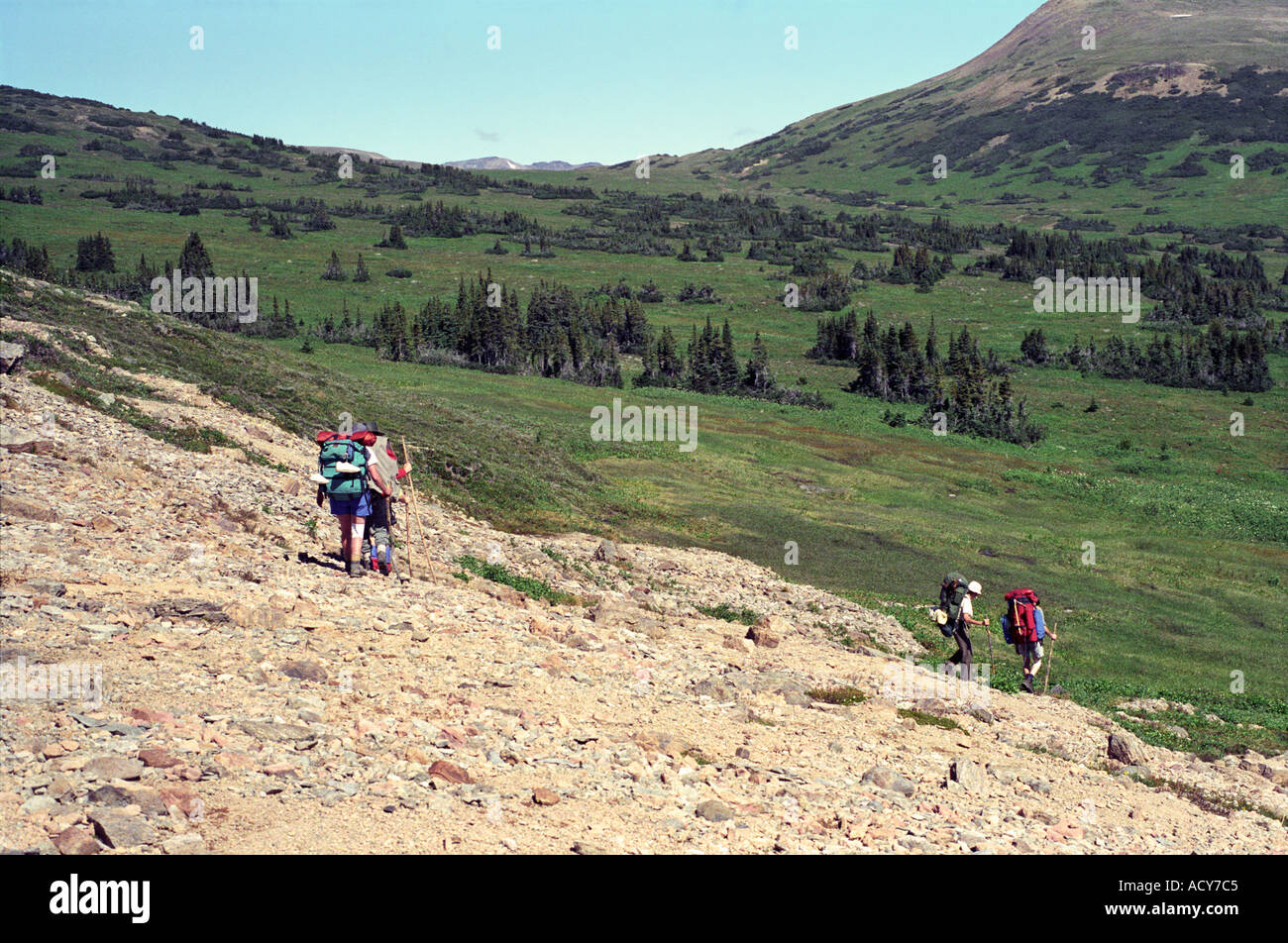 Backpacking in Tweedsmuir Provincial Park British Columbia Canada Stock