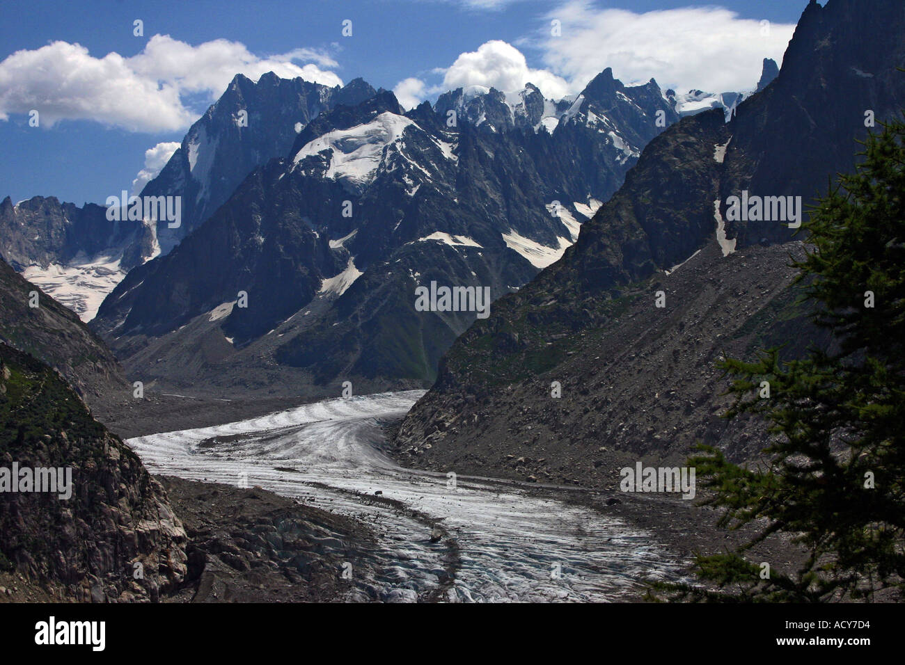 The Mer de Glace Glacier Montenvers near Chamonix Haute Savoie France Stock Photo