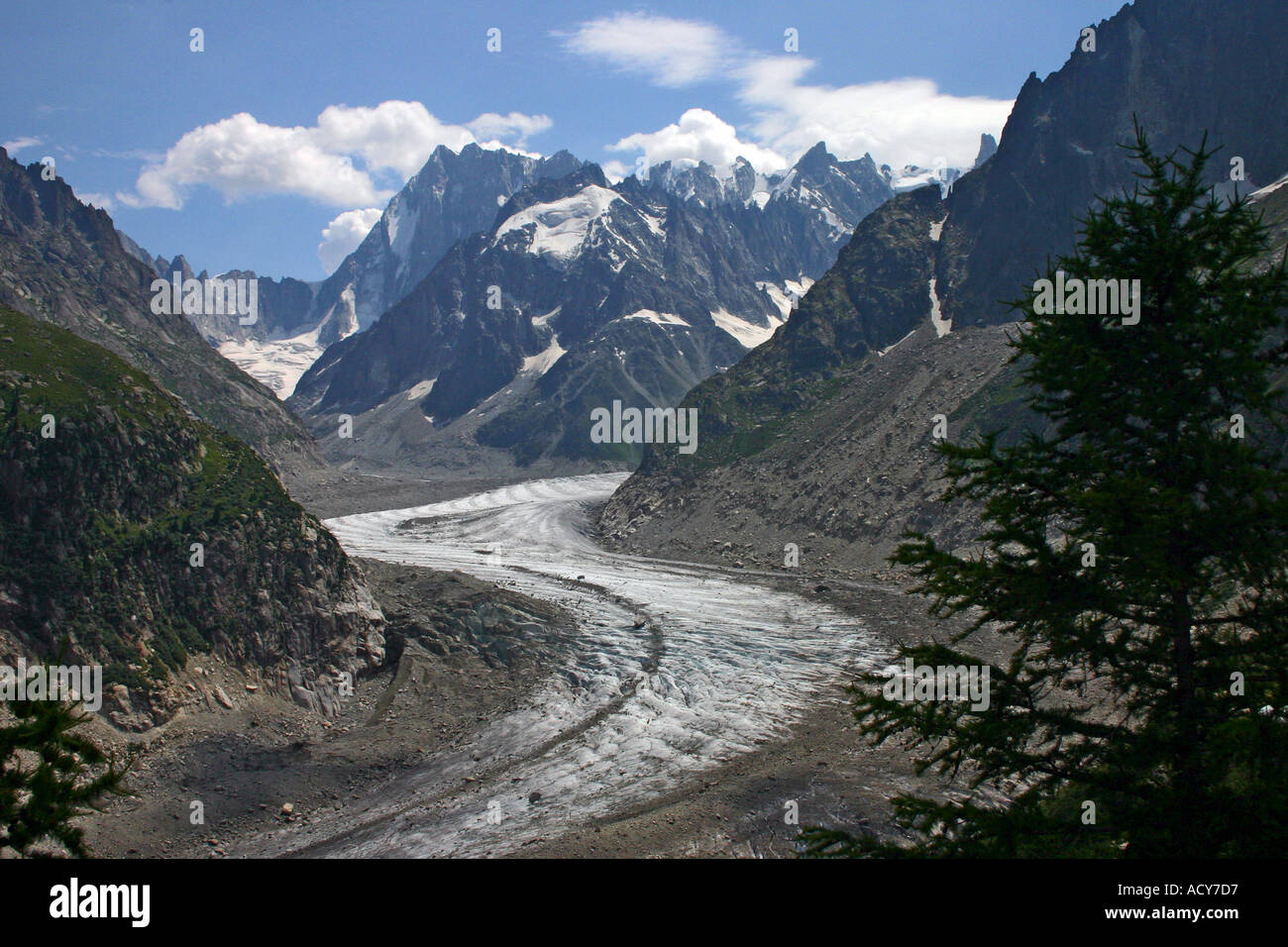 The Mer de Glace Glacier Montenvers near Chamonix Haute Savoie France Stock Photo