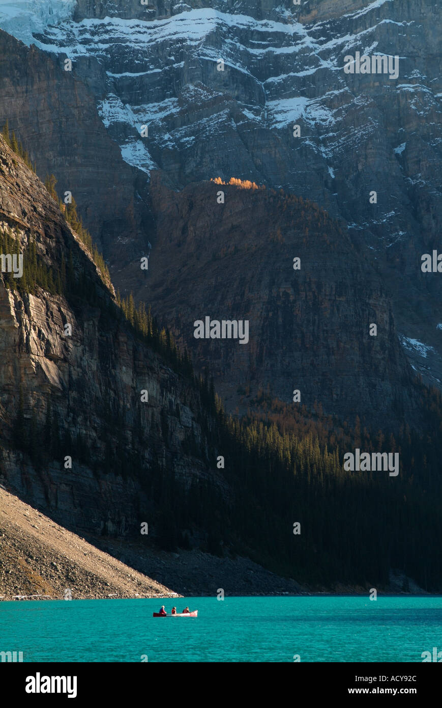 Glacial blue Lake Moraine Valley of the ten peaks Canadian Rockies ...
