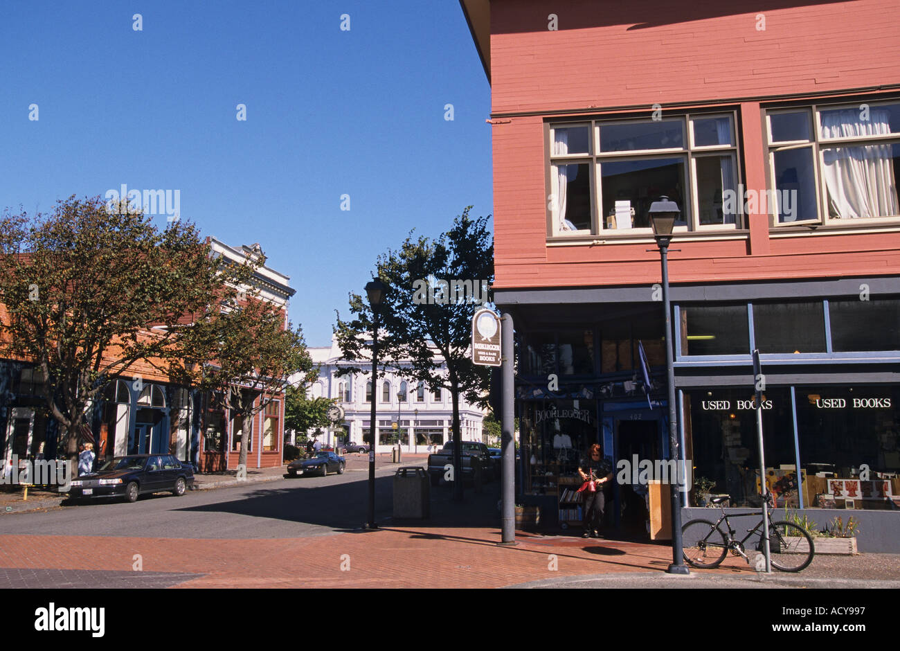 California Eureka Historic Old Town shops restaurants Stock Photo Alamy