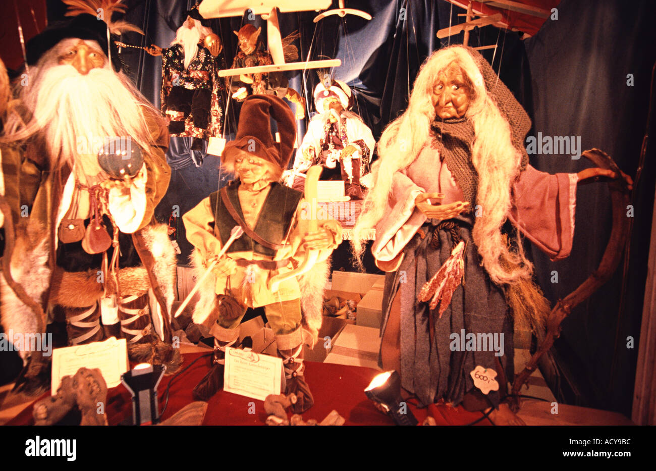 Germany Cologne Koeln chistmas market wooden puppets witches dwarves Stock Photo