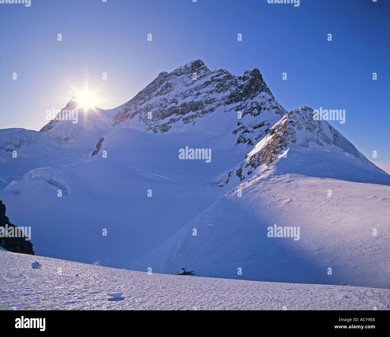 Switzerland swiss alps Jungfrau plateau Top of europe 13642ft Stock Photo