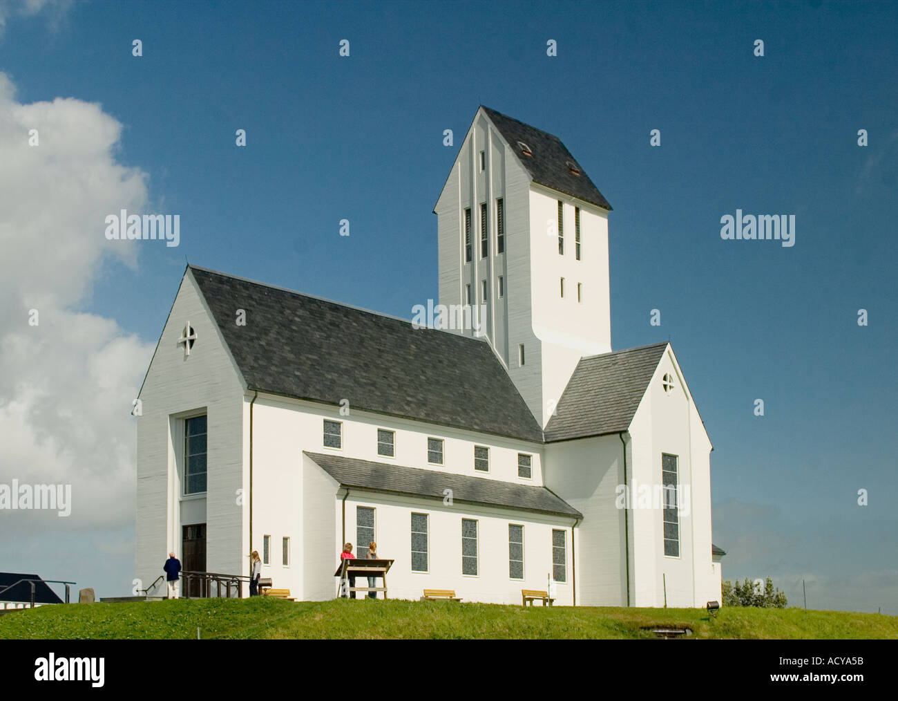 Iceland little village wooden church  Stock Photo