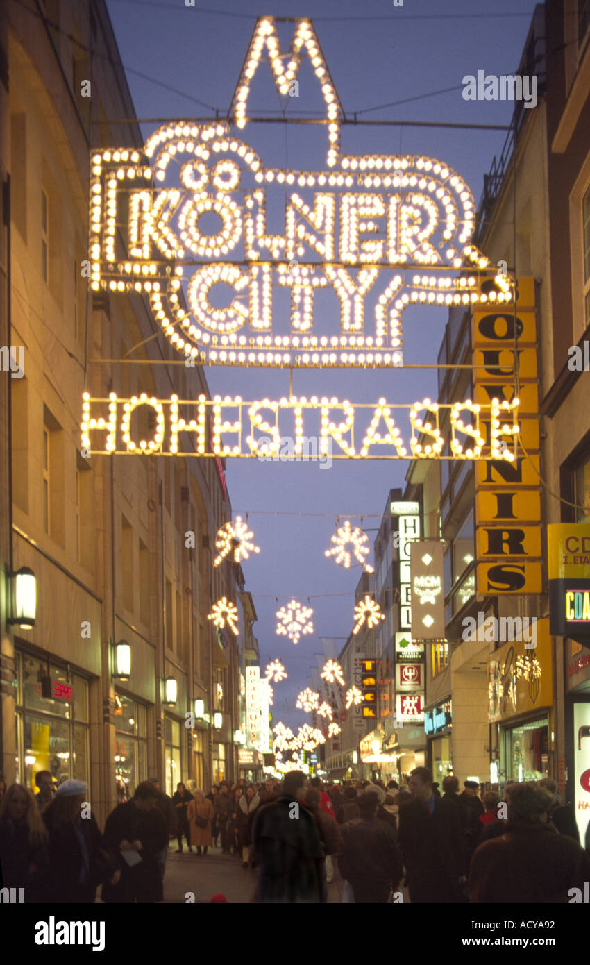 Germany Cologne Koeln Hohestrasse christmas shopping Stock Photo