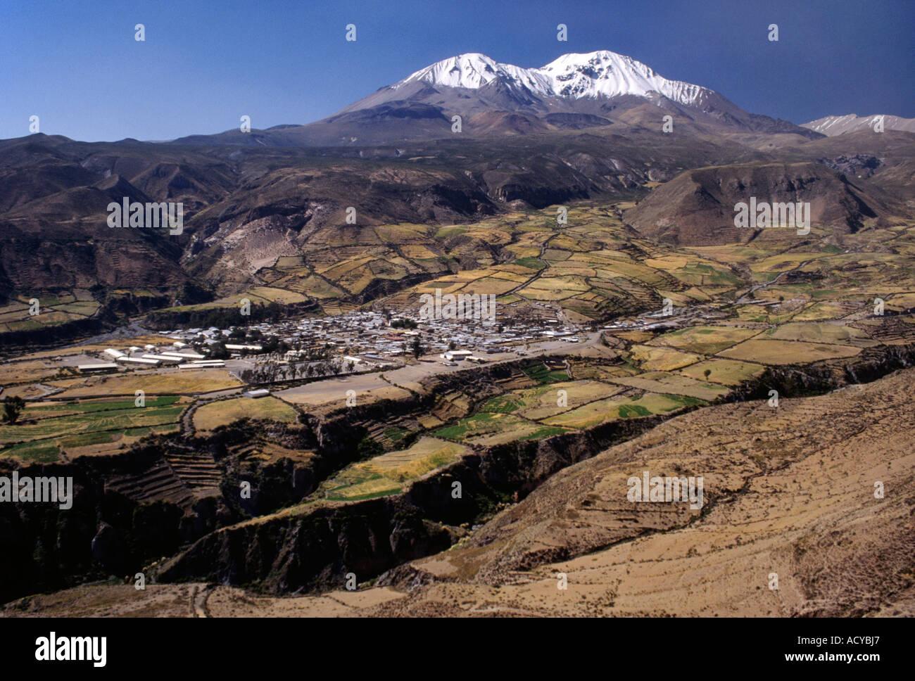 The AYMARA village of PUTRE sits at 11 400 feet elevation on the outskirts of LAUCA NATIONAL PARK NORTHERN CHILE Stock Photo