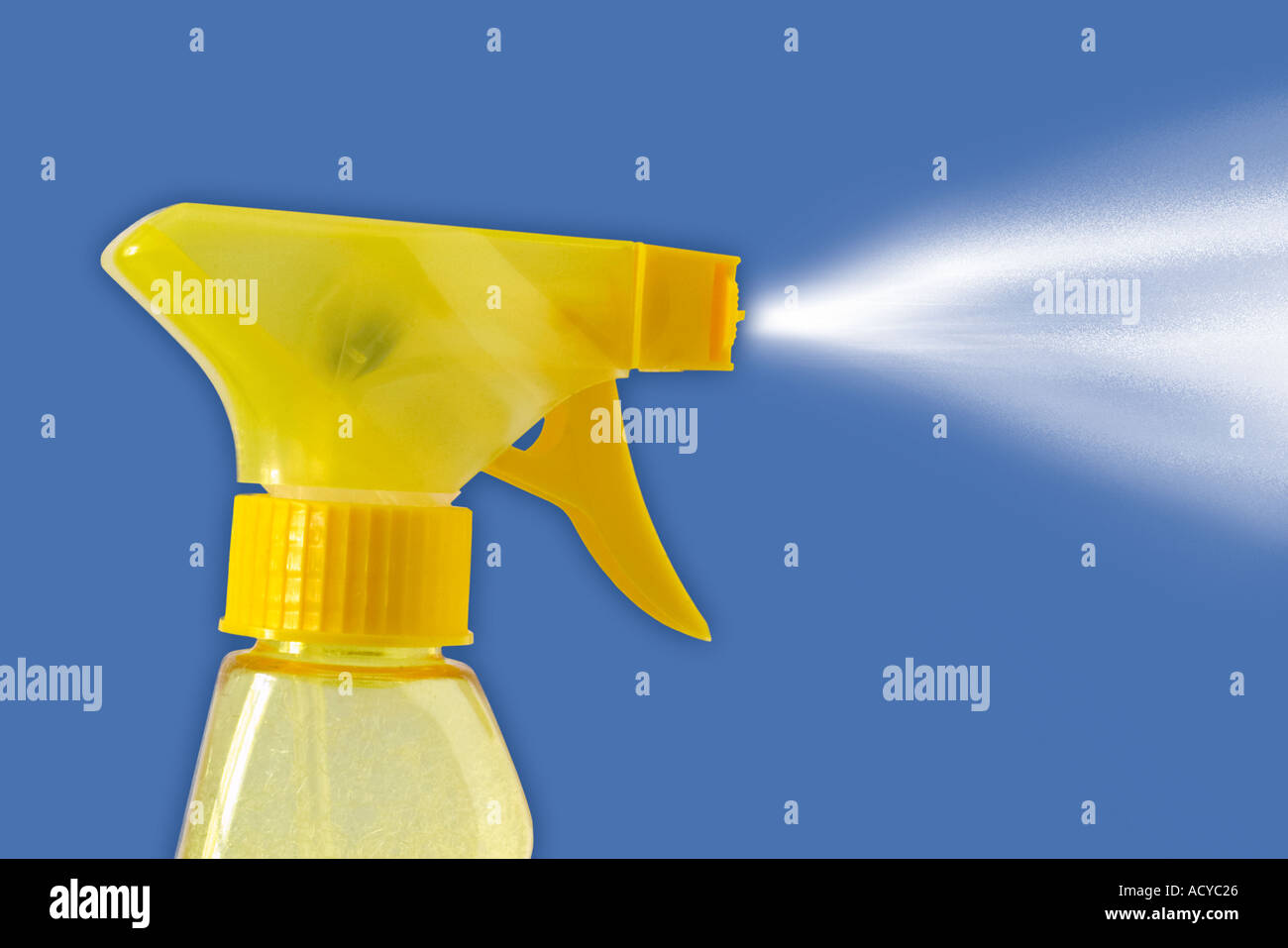 Download Yellow Spray Bottle On Blue Background Stock Photo Alamy Yellowimages Mockups