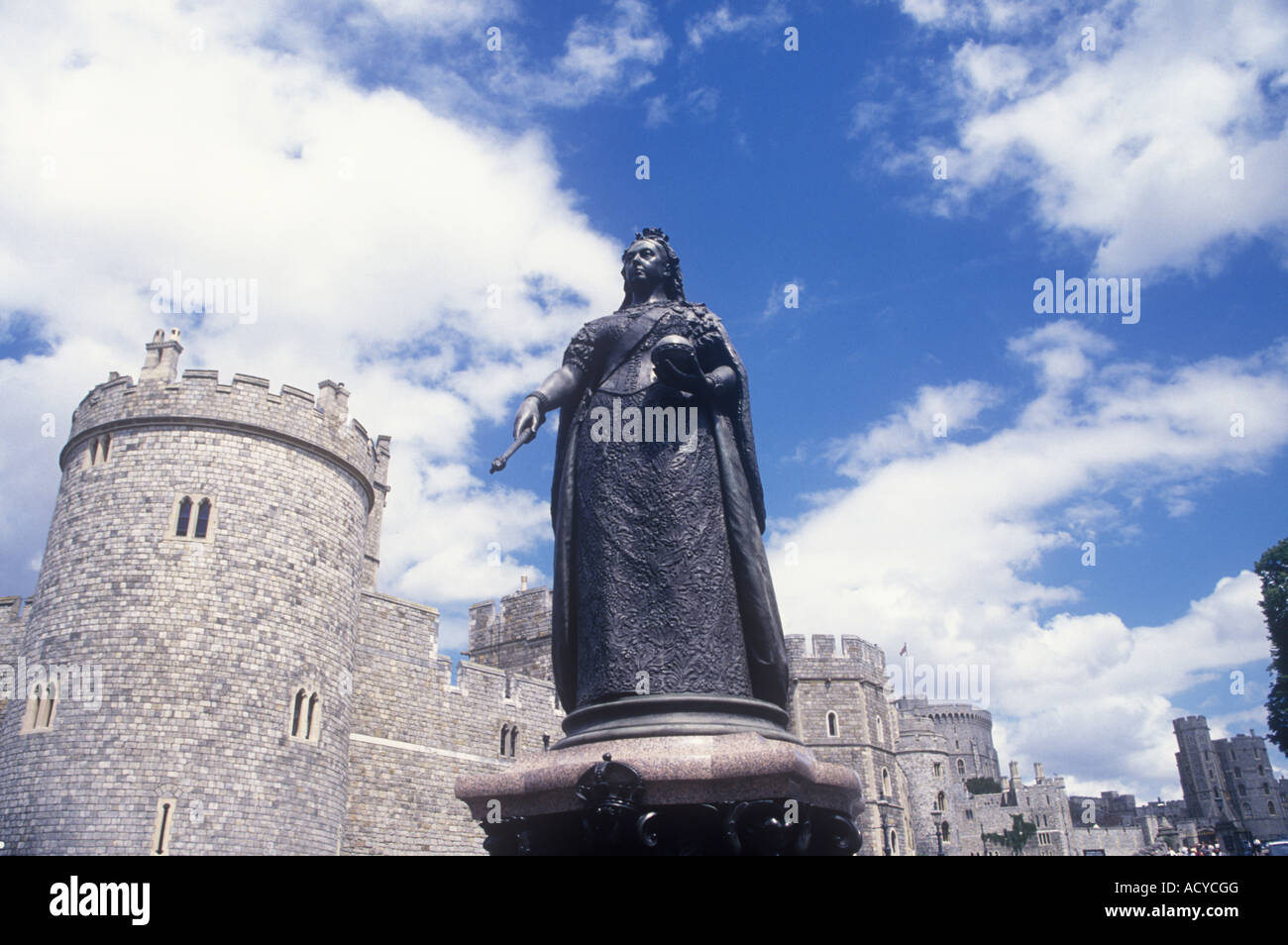 Statue of Queen Victoria outside Windsor Castle Berkshire England Stock