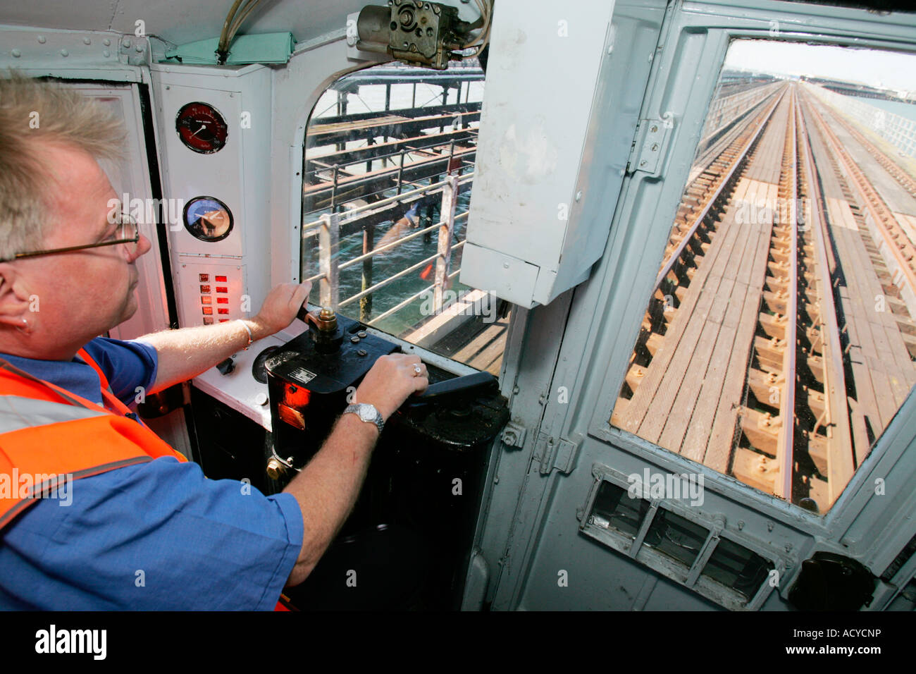 Driver Island Line Train Ryde Pier Isle of Wight England UK Great