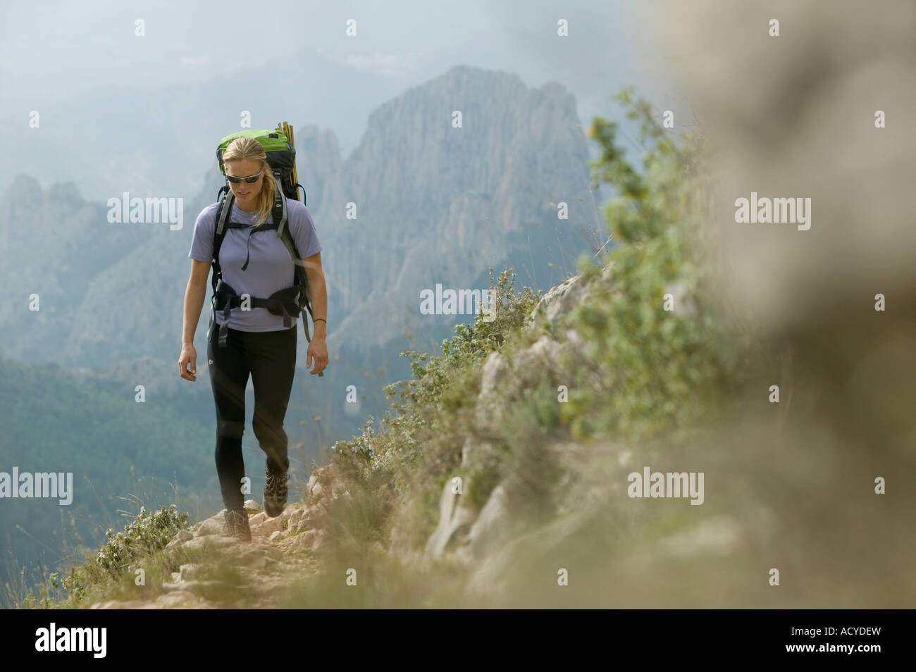 Blonde hiker hiking on path hi-res stock photography and images - Alamy