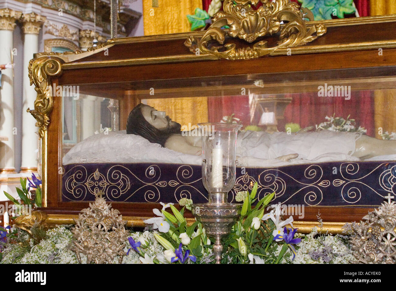 JESUS in his coffin ready for Easter Procession in the TEMPLO DEL ...