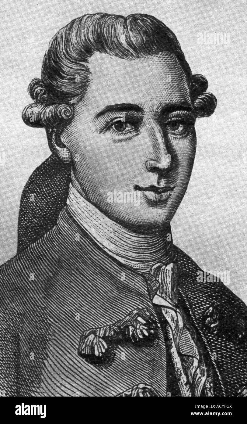 Struensee, Johann Friedrich, 5.8.1737 - 28.4.1772, German physician and politician, portrait, engraving, 19th century, , Stock Photo