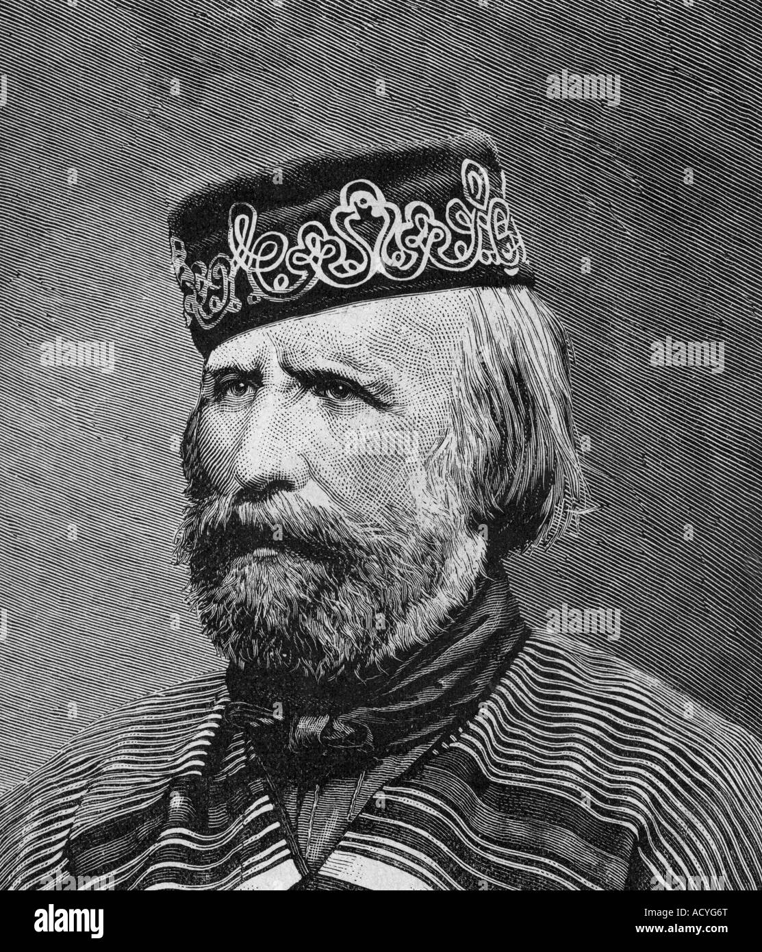 Garibaldi, Guiseppe, 4.7.1807 - 2.6.1882, Italian freedomfighter, portrait, portrait, engraving, after photography, 19th century, Stock Photo