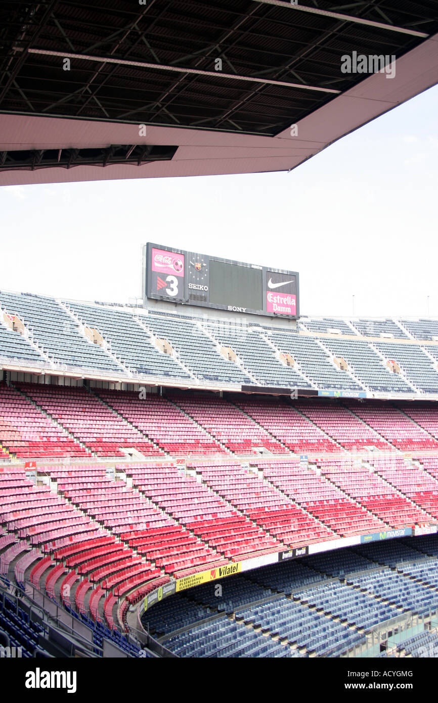 Nou Camp Stadium in Barcelona with a 90,000 capacity home to FC Barcelona. Built in 1957 designed by architects; Francesc Mitjan Stock Photo