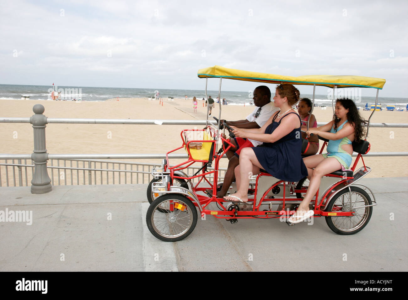 Virginia Beach,24th Street,boardwalk,rental four wheel surrey,Atlantic Ocean,water,family