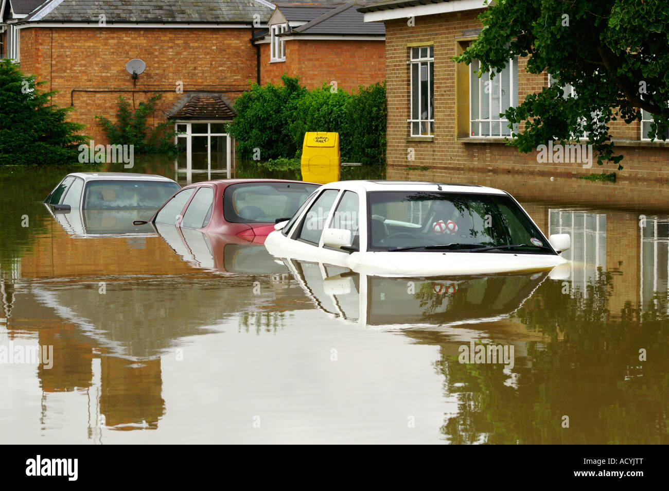 Flooded cars, north east England September 2008 Stock Photo