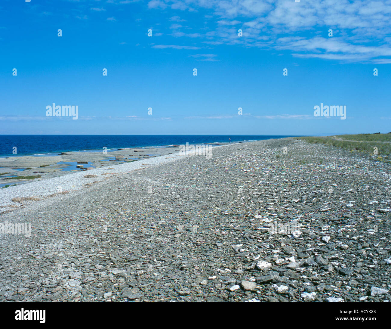 View north over the stepped raised shingle beaches of "Neptune's Fields", north of Byxelkrok