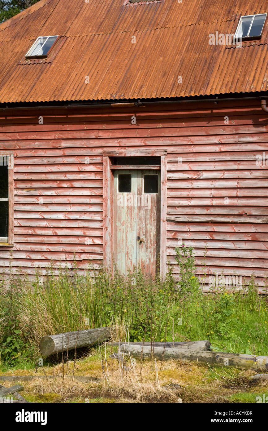 Traditional scottish timber clad building with larch lap boarding in Braemar, Cairngorms