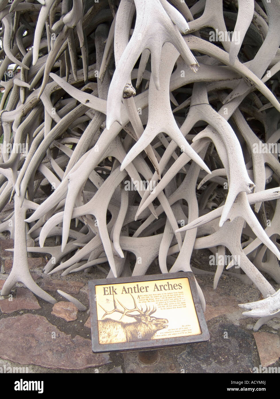 Elk Antler Arches. Town Square. Jackson Hole. Wyoming State. USA Stock