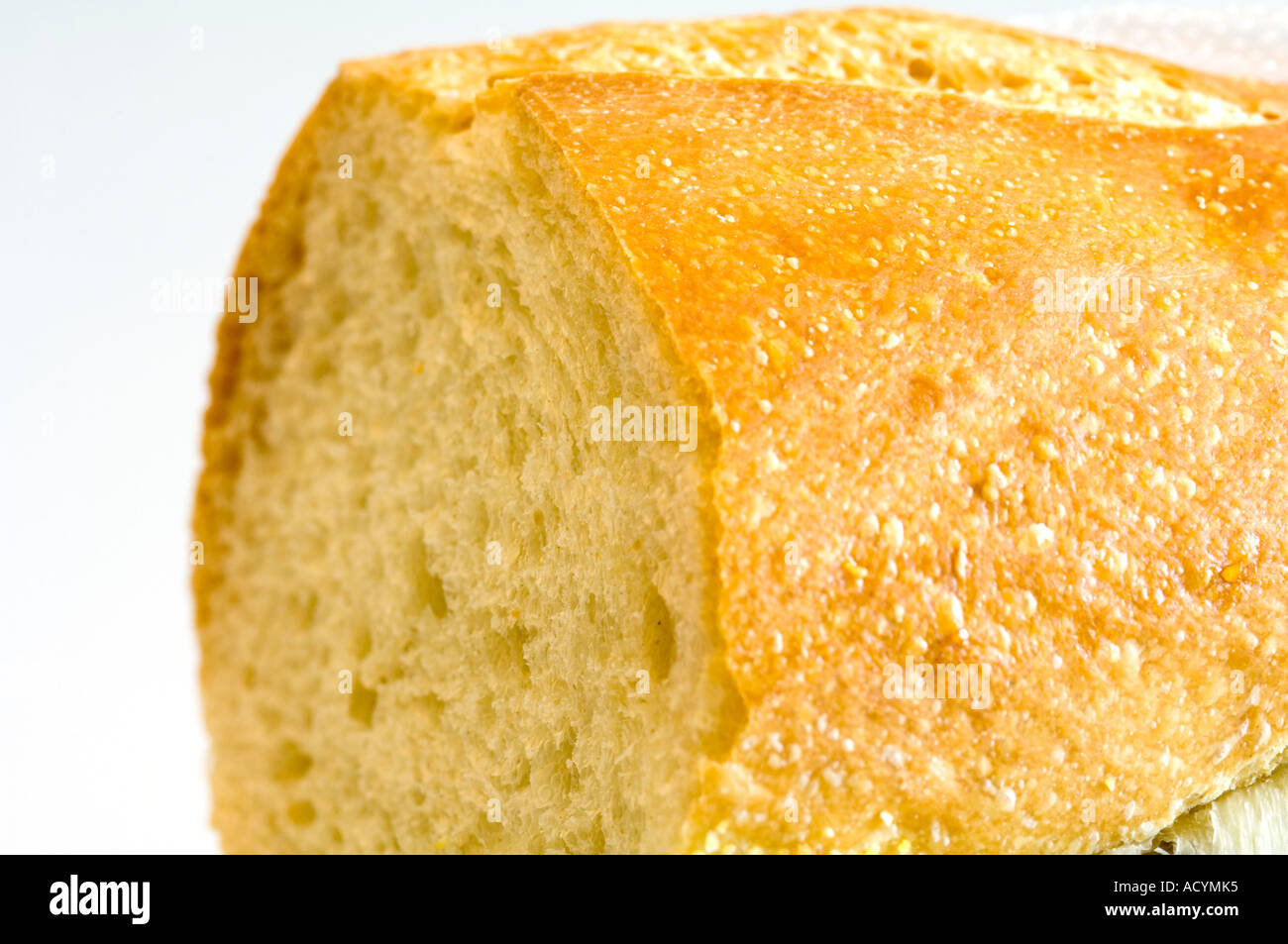 French bread baguette closeup cutout on white background Stock Photo