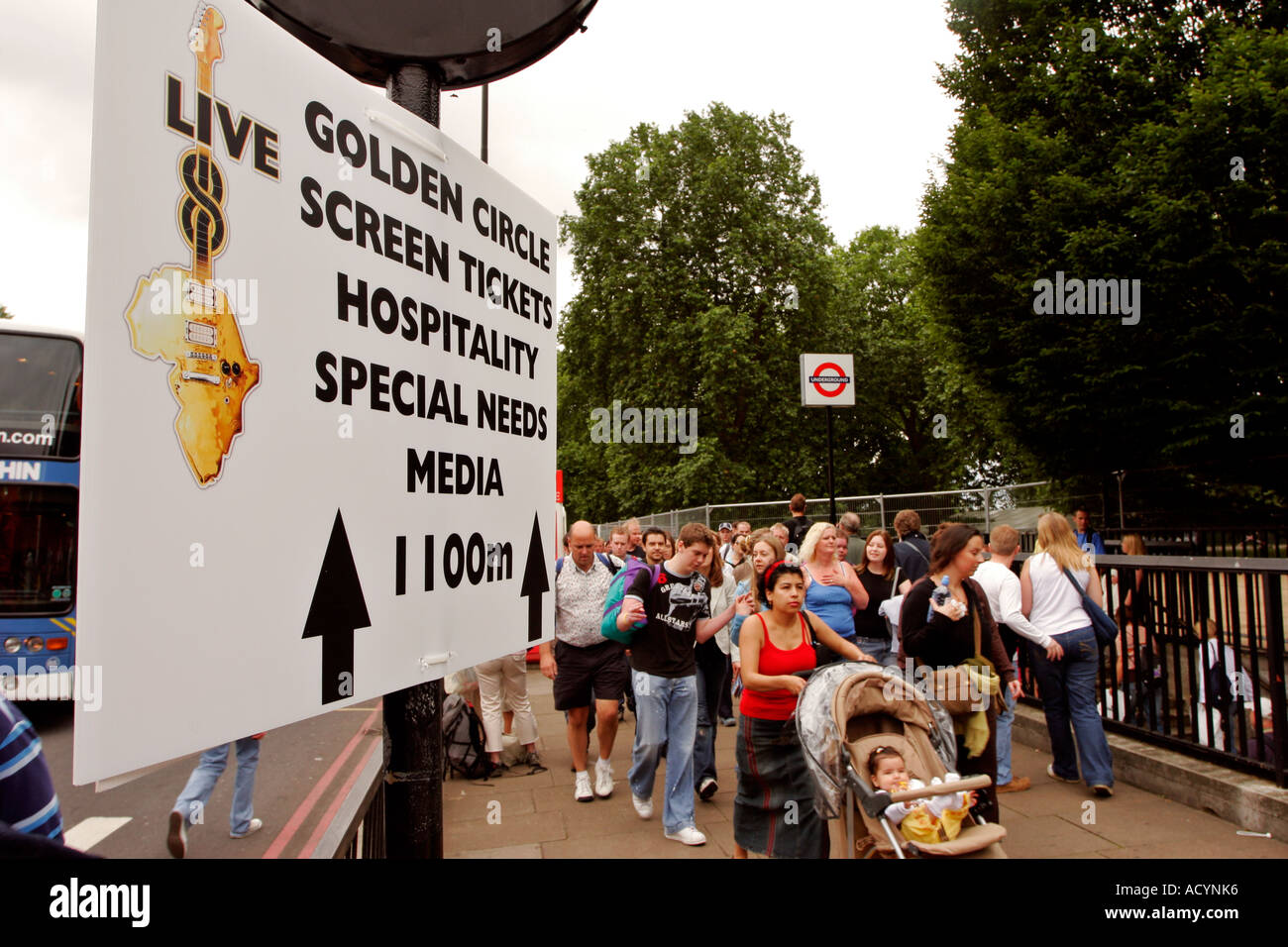 People going to the Live 8 concert held in Hyde Park London July 2nd 2005 Stock Photo