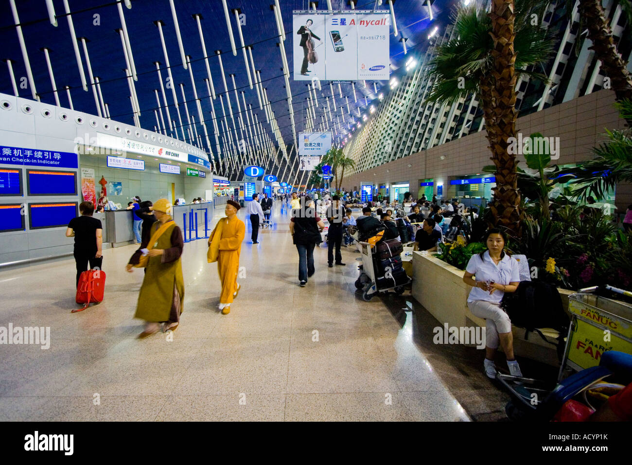 Buddhist Monks Departures and Checkin Area PVG Pudong International