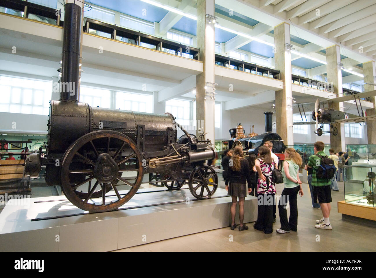 Stephenson's Rocket locomotive in the Science Museum, London UK Stock Photo