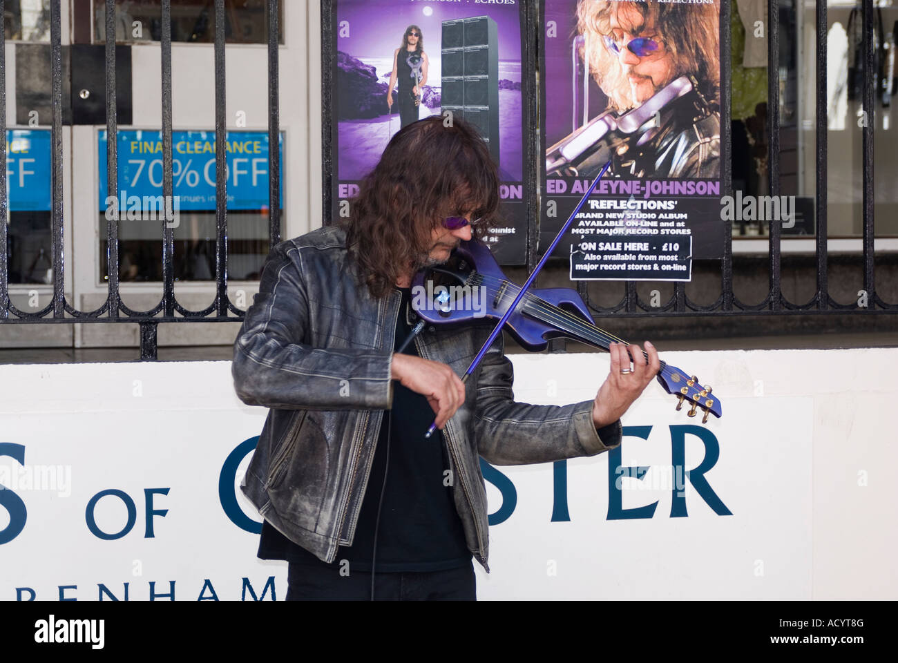 Ed Alleyne Johnson, violinist and composer, busking in Chester City Centre Stock Photo Alamy