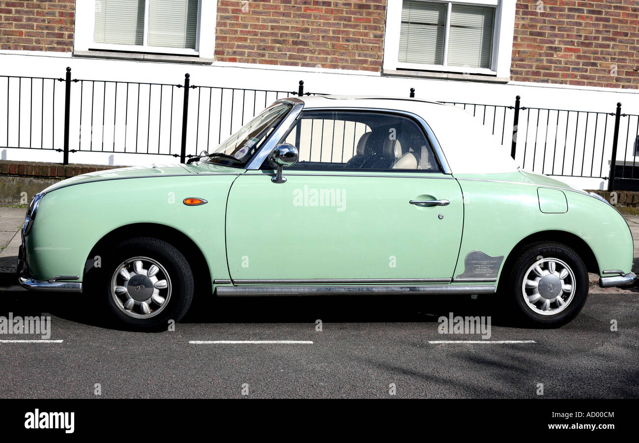 Retro styled Japanese Figaro car parked on London street Stock Photo