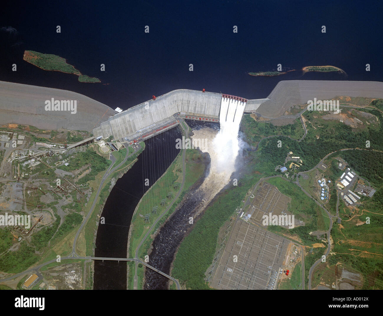 An overview of Guri Dam Venezuela on the Caroni River the Worlds 3rd Largest Hydroelectric Plant Stock Photo
