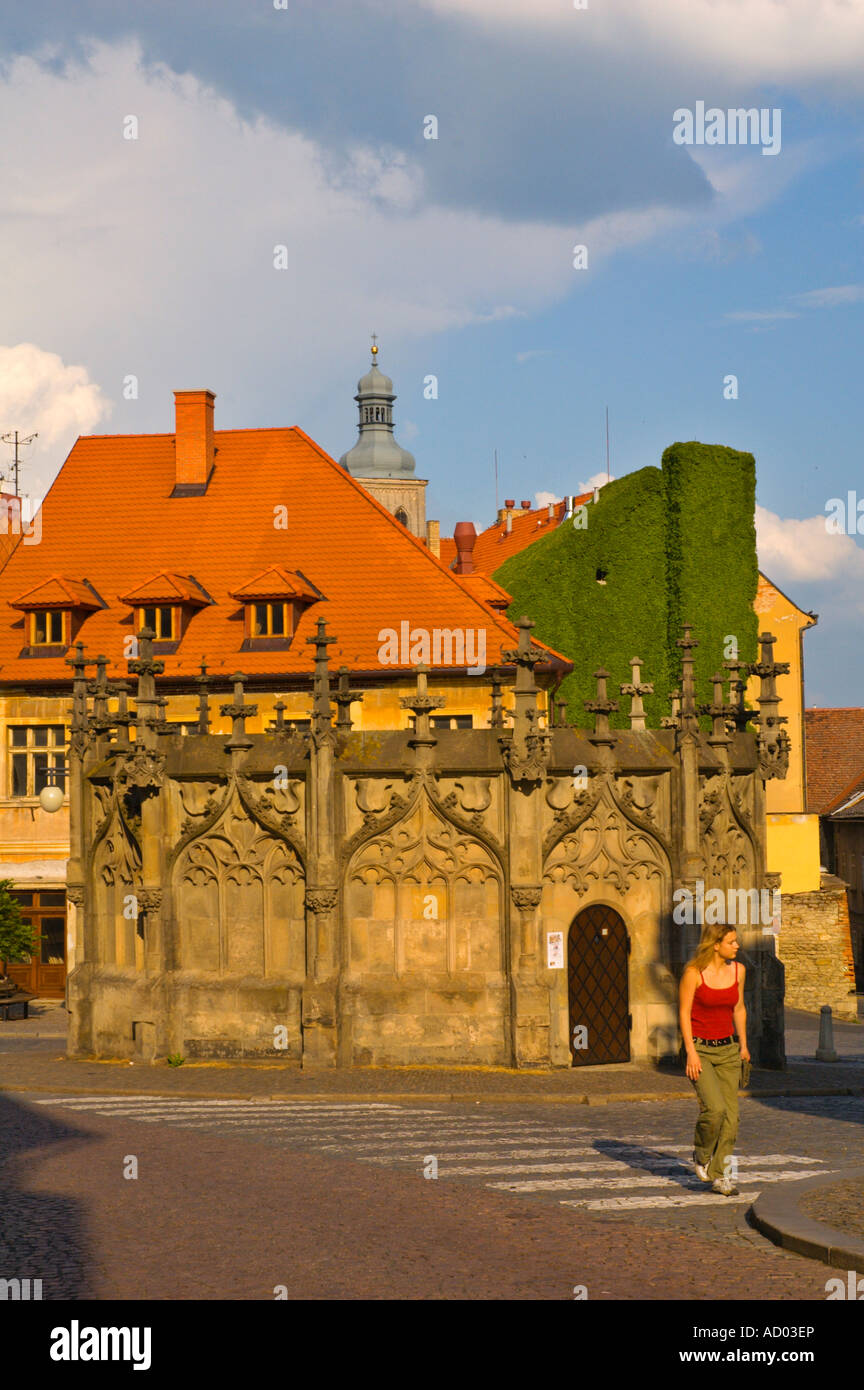 Gothic well at Rejskovo namesti in Kutna Hora Czech Republic EU Stock Photo