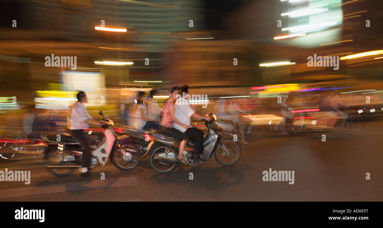 Motorbikes in a busy road Ho Chi Minh City Vietnam Stock Photo