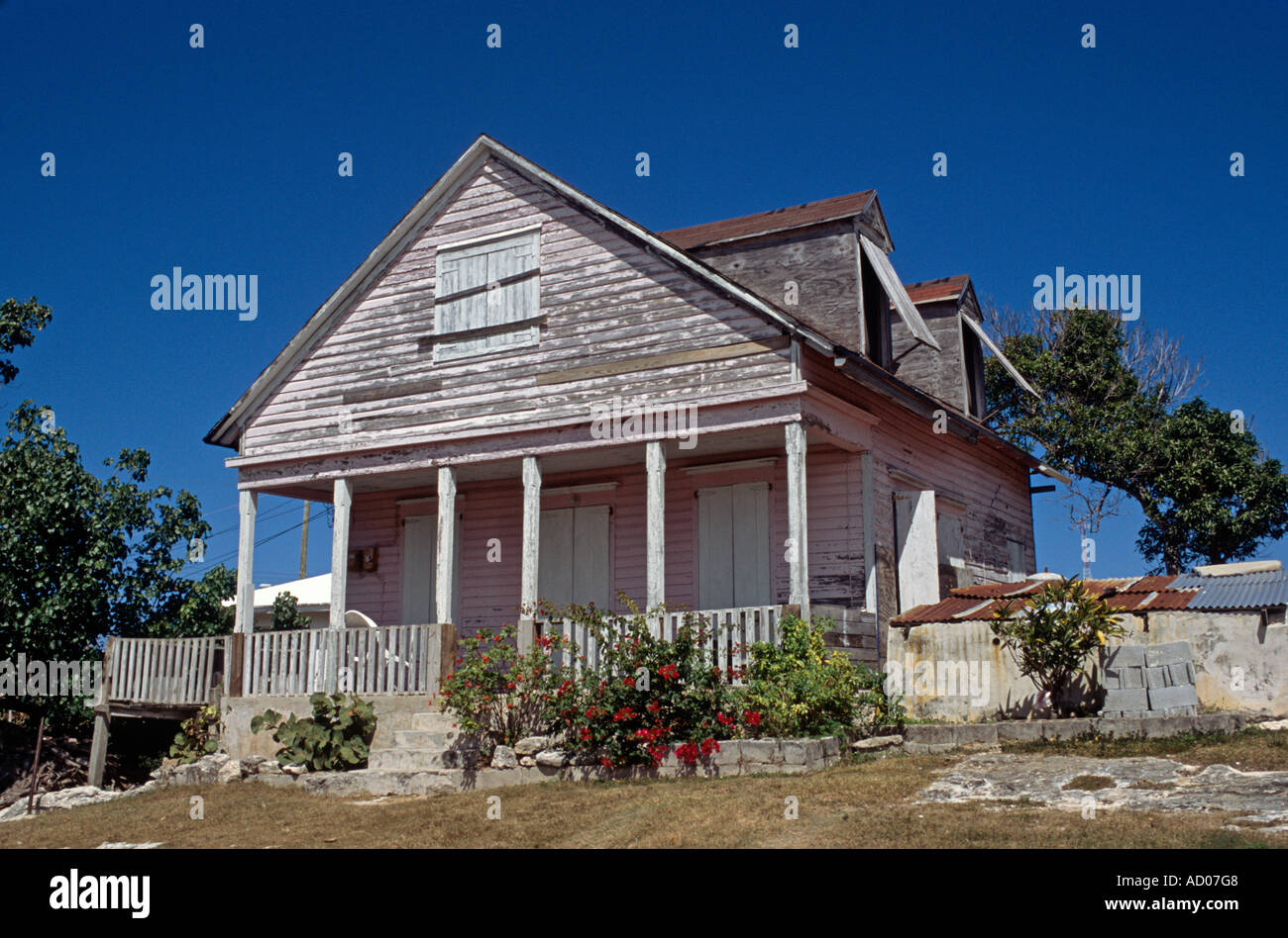 Typical vernacular style home in Governors Harbour Eleuthera Bahamas Stock Photo