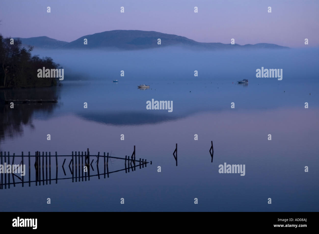 Loch lomond National Park Scotland Early Morning Mist Stock Photo