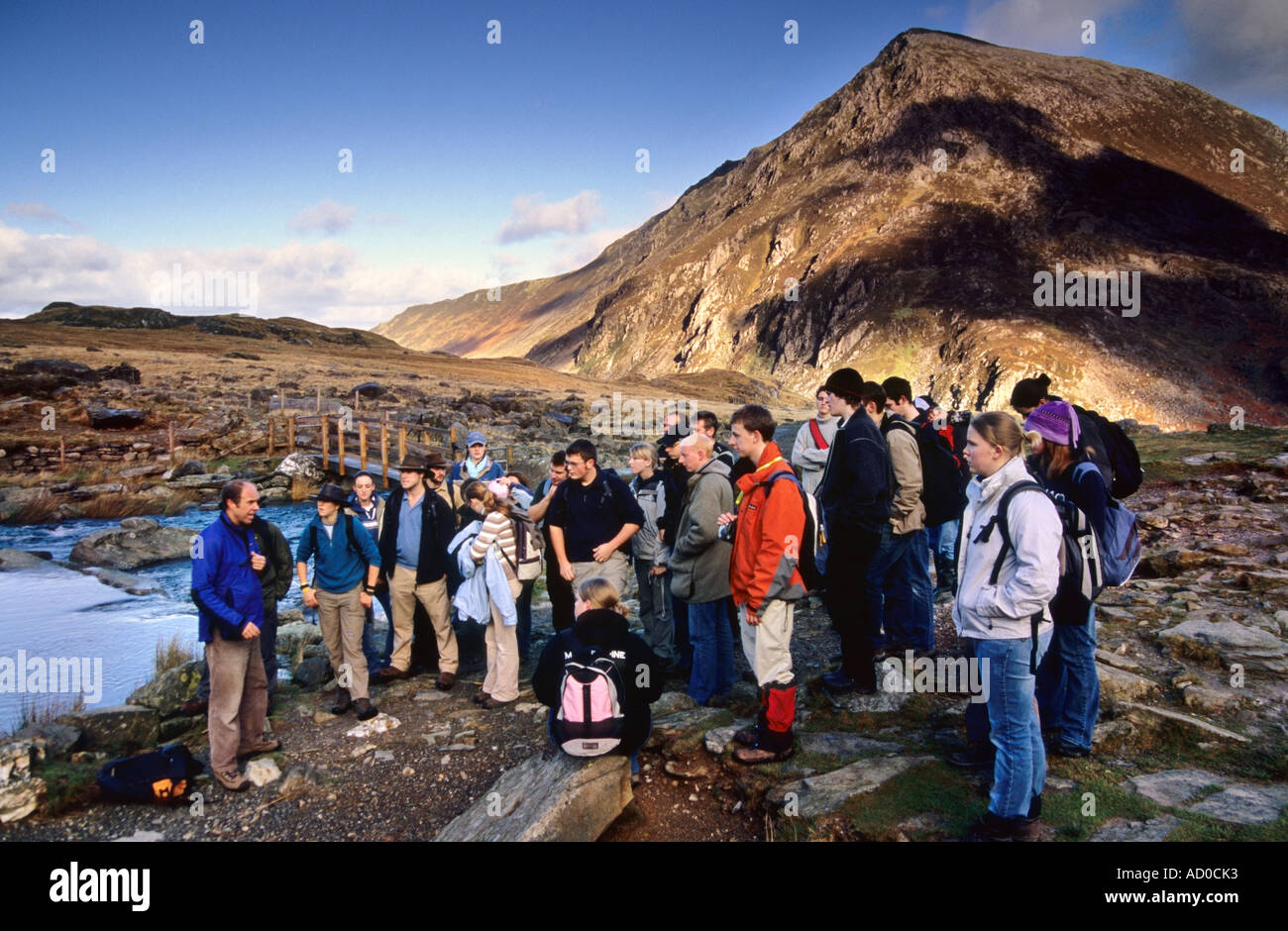University students on countryside management field trip Cwm Idwal, Snowdonia National Park, North Wales Stock Photo