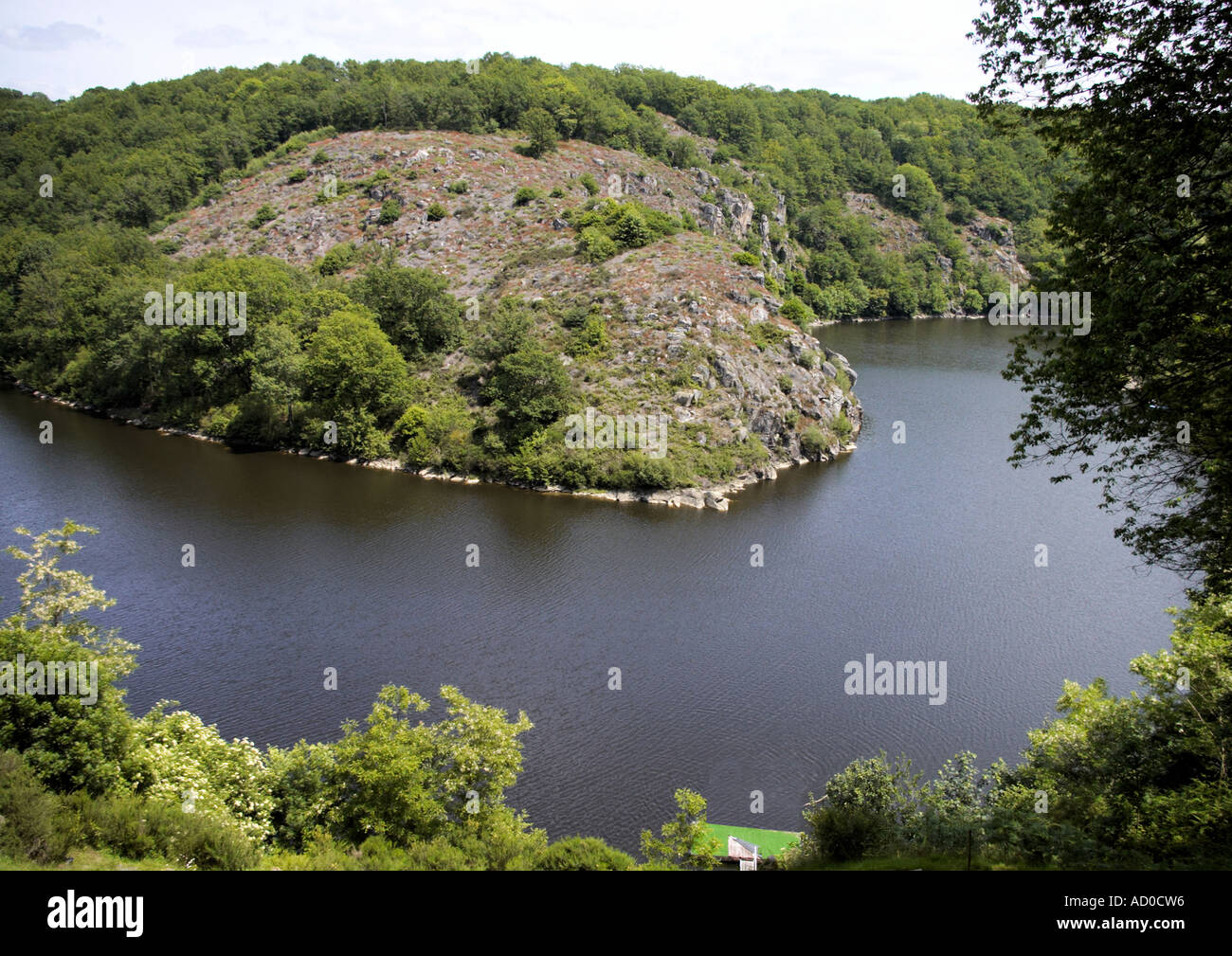 view of the River Creuse valley at Crozant in Indre region of